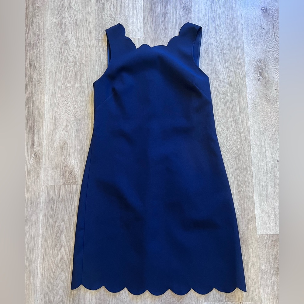 J Crew Navy scalloped hem dress